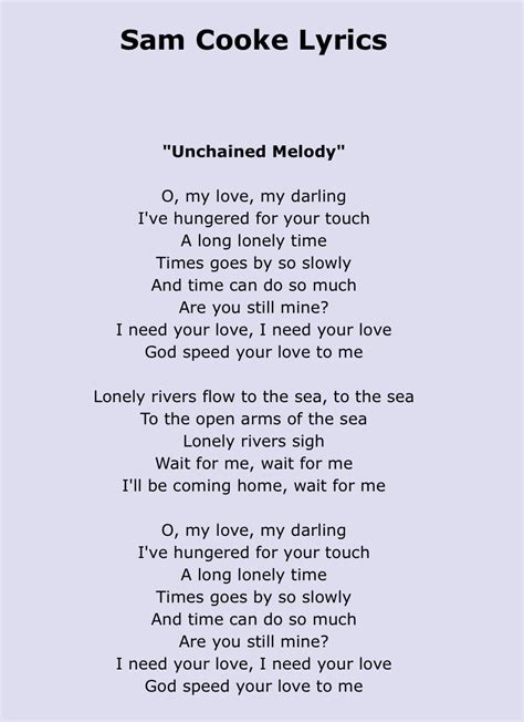 Unchained Melody | Great song lyrics, Inspirational songs, Love songs ...