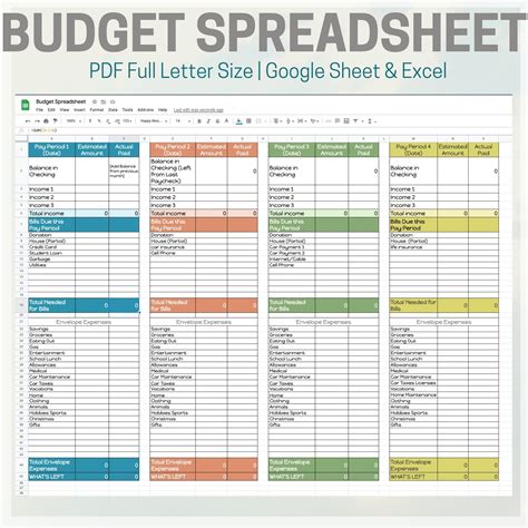 Monthly Budget Worksheet, Excel Budget, Monthly Budget Planner, Budget Spreadsheet, Name ...