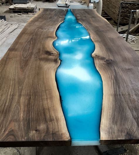Resin and Wood DIY: Stunning Table with Blue Water Flow