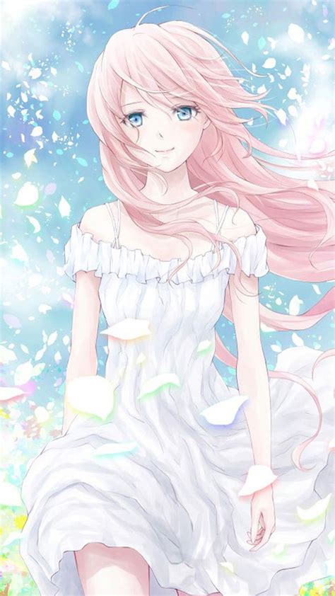 ↑↑TAP AND GET THE FREE APP! Anime Pretty Girl in White Dress Colorful ...