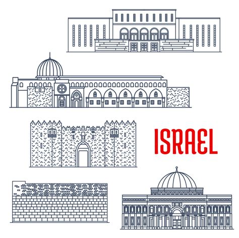 Israel travel landmarks, Jerusalem architecture 24395220 Vector Art at ...