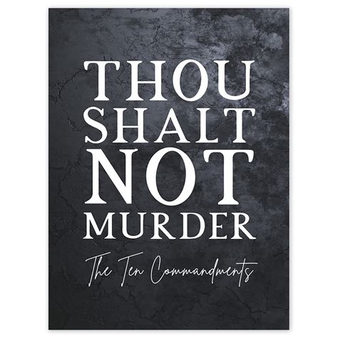 Ten Commandments Thou Shalt Not Murder Christian Bible Verse Quote Scripture Typography Unframed ...