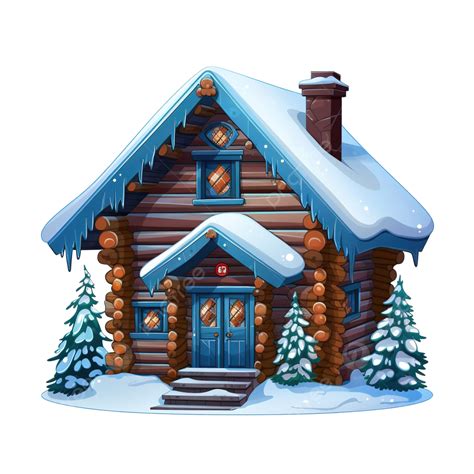 Cartoon Winter House Vector Image Of The Blue Wooden Christmas House ...