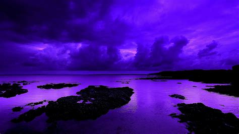 Purple Beach With Cloudy Sky During Sunset HD Purple Wallpapers | HD Wallpapers | ID #36994