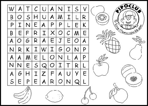 Sopas de Letras - Frutas en Inglés