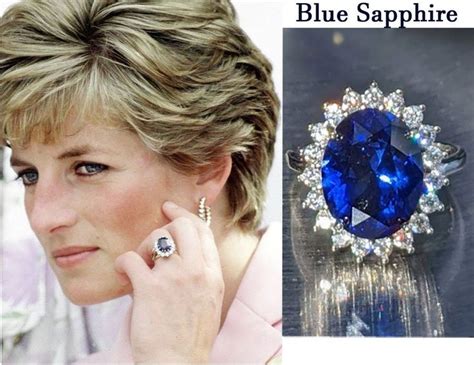 Princess Diana Replica Ring 5ct Blue Sapphire With Diamond Halo Royal Engagement Ring Inspired ...