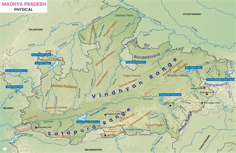 Madhya Pradesh Physical Map - UPSC