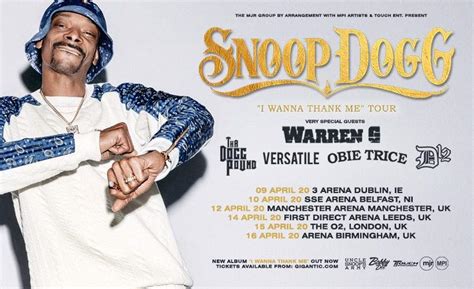 Snoop Dogg “I Wanna Thank Me” Tour Tickets - The O2 Arena, London - 15 ...