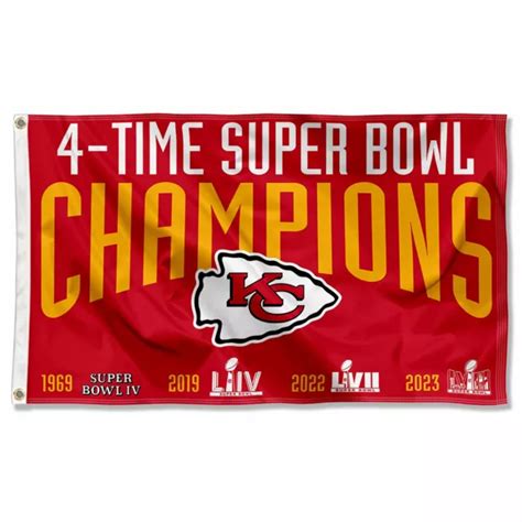 BANNIÈRE DRAPEAU KANSAS City Chiefs 4 fois Super Bowl Champions 3x5 EUR 43,33 - PicClick FR