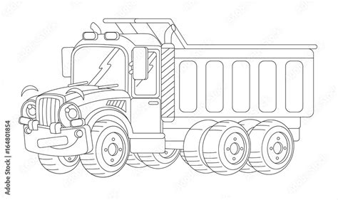 cartoon happy cargo truck - coloring page - illustration for children ...