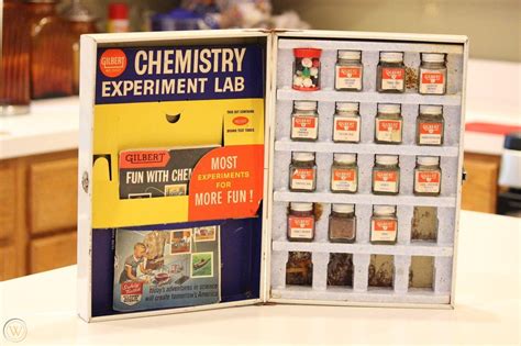 Vintage 1960's Gilbert Chemistry Set with Manual, test form, and chemicals | #1823136173