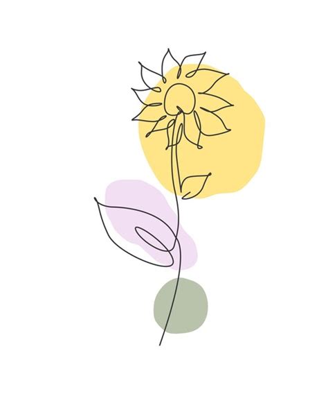 Premium Vector | Single continuous line drawing minimalist beauty fresh sunflower for poster ...