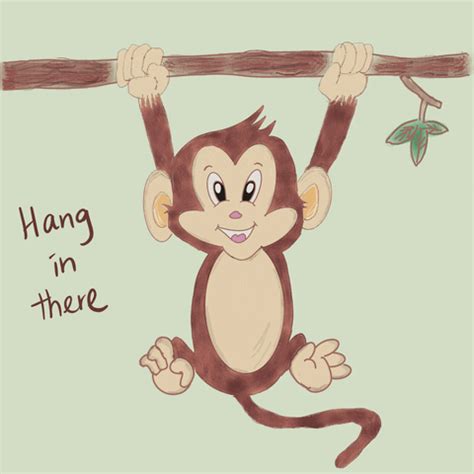 Hang In There Cute Monkey Drawing GIF | GIFDB.com