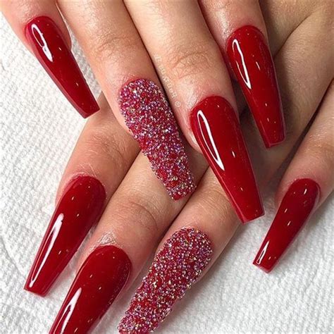 50 Trendy Winter Red Coffin Nail Designs For The Christmas And New Year ...