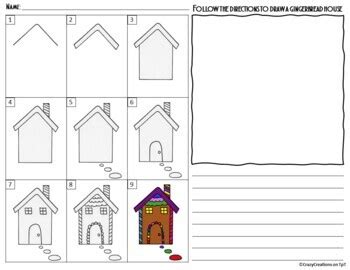 Directed Drawing - Christmas GINGERBREAD HOUSE by CrazyCreations on TpT