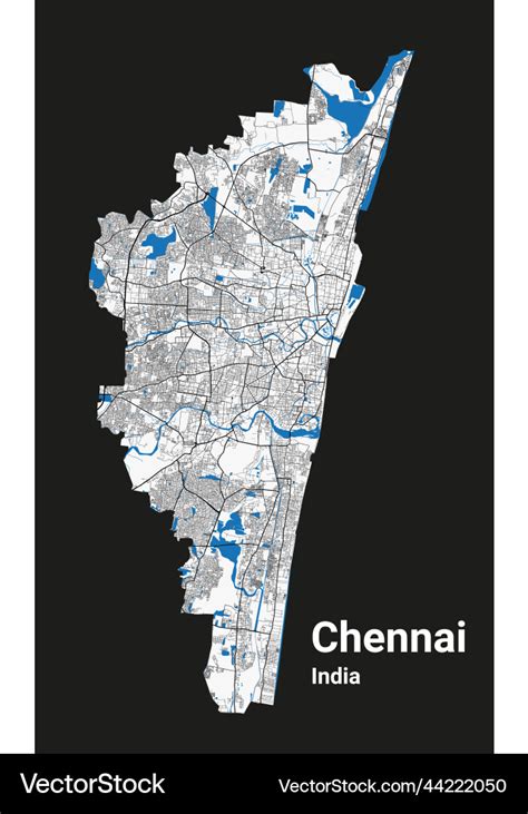 Chennai map detailed map of city Royalty Free Vector Image