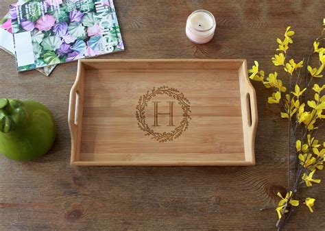 Personalized Wood Serving Tray | H Reef - Etchey