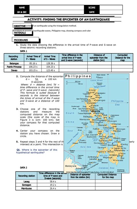 Triangulation Method - Locate the epicenter of an earthquake using the ...