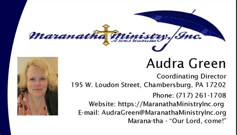 Audra Green - Maranatha Ministry, Inc.