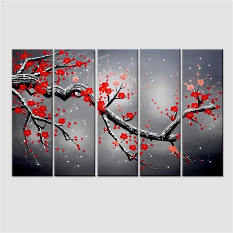 Red Cherry Blossom Tree Wall Painting - WallMantra