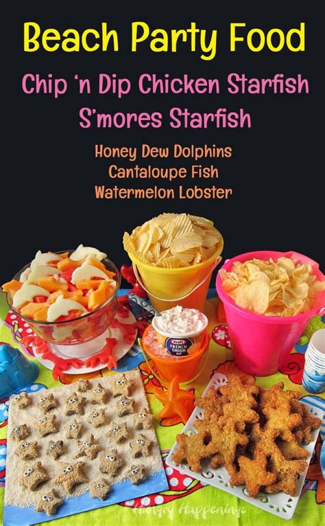 Beach Party Food Ideas featuring Chip and Dip Chicken Nugget Starfish - Hungry Happenings