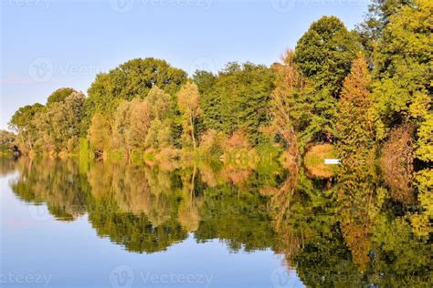 Reflection of trees on the water 22285338 Stock Photo at Vecteezy