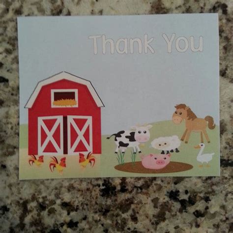 Printable Farm Thank You Cards - Etsy | Thank you cards, Baby shower ...