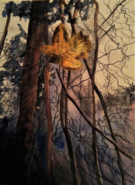 A single Winter leaf hangs on . A painting from Paint and Ashes