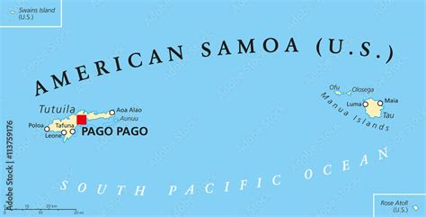 Fototapeta Mapa polityczna Wysp Samoa z Samoa, dawniej znane jako Samoa ...