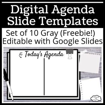Digital Agenda Slide Templates - Gray - Distance Learning | TpT