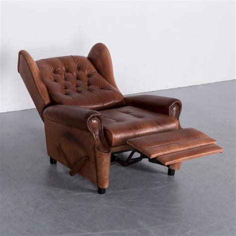 Chesterfield Leather Armchair Brown One-Seat Vintage Retro with Relax Function at 1stDibs