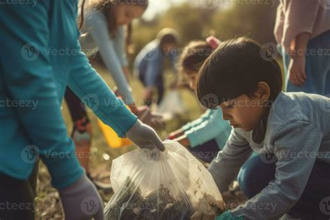 Children picking up trash in park. Generate Ai 30578934 Stock Photo at ...