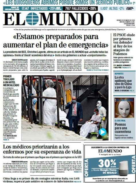 Prensa hoy: Portadas de los periódicos del 20 de marzo del 2020