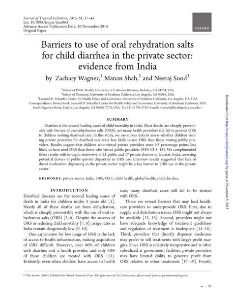 (PDF) Barriers to use of oral rehydration salts for child diarrhea in ...