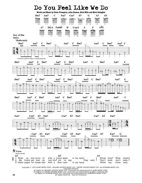 Do You Feel Like We Do by Peter Frampton - Guitar Lead Sheet - Guitar ...