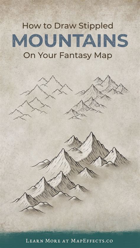 How to Draw Stippled Mountains On Your Fantasy Maps — Map Effects | Fantasy map, Map sketch ...