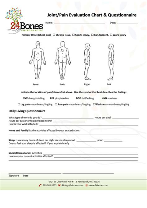 33 Body Pain Charts free to download in PDF