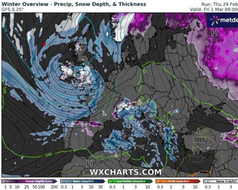 UK snow forecast: Britain split in half by 400-mile ice bomb in grim -4C Arctic blast