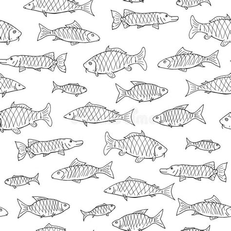 Fish seamless pattern in doodle style. Hand drawn stock illustration | Doodles, How to draw ...