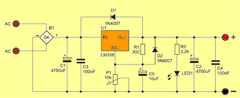 LM338 Adjustable Power Supply Circuit – Electronics Projects Circuits