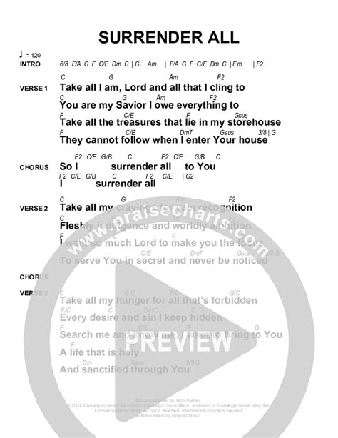 Surrender All Chords PDF (Sovereign Grace) - PraiseCharts