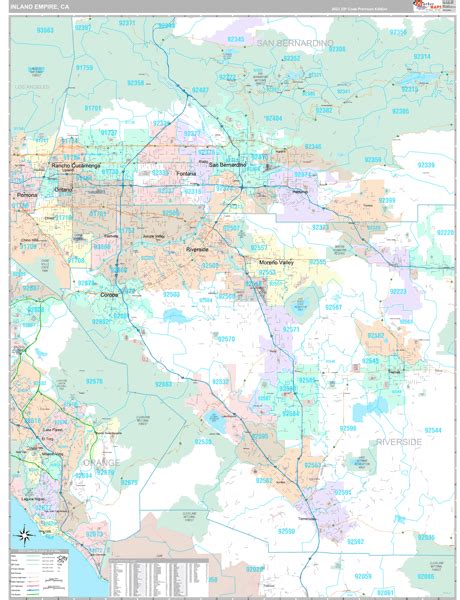 Inland Empire Metro Area, CA Zip Code Map - Premium - MarketMAPS