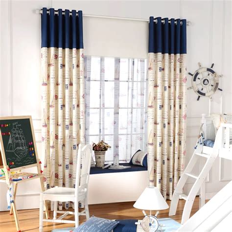 Blackout Curtain Fabrics And Tulle For Boys Bedroom Panel Mediterranean Children Drapes Baby ...