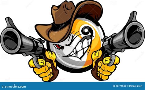 Billiards Pool Nine Ball Shootout Cartoon Cowboy Royalty Free Stock Image - Image: 25771506