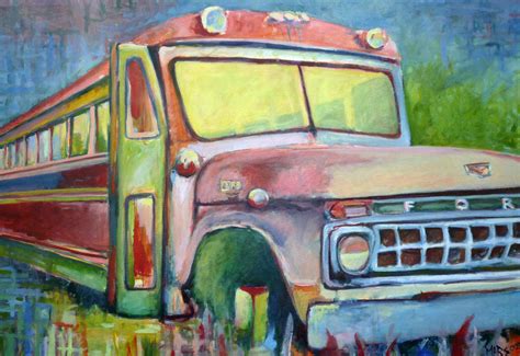 Schoolbus No. 1 ~ 40.5" x 60" ~ Oil on canvas. | Oil on canvas, Canvas, Painting