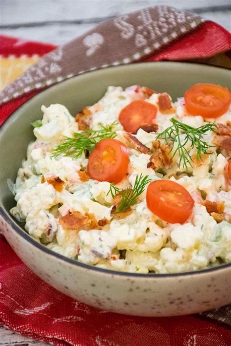 Keto Potato Salad with Bacon, Dill, and Jalapeno - Honeybunch Hunts