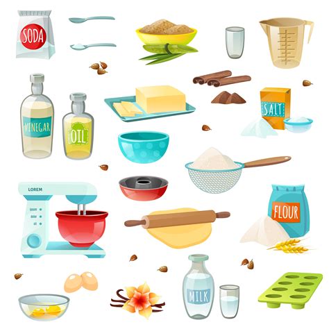 Baking Ingredients Colored Icons 476635 Vector Art at Vecteezy