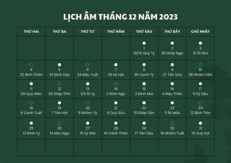 Tra cứu lịch âm tháng 12 năm 2023 và các ngày tốt, xấu