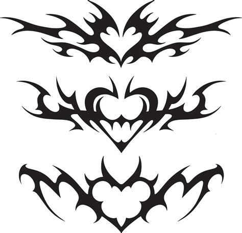 Neo tribal y2k tattoo with heart shape. Cyber sigilism style hand drawn ornaments. Vector ...