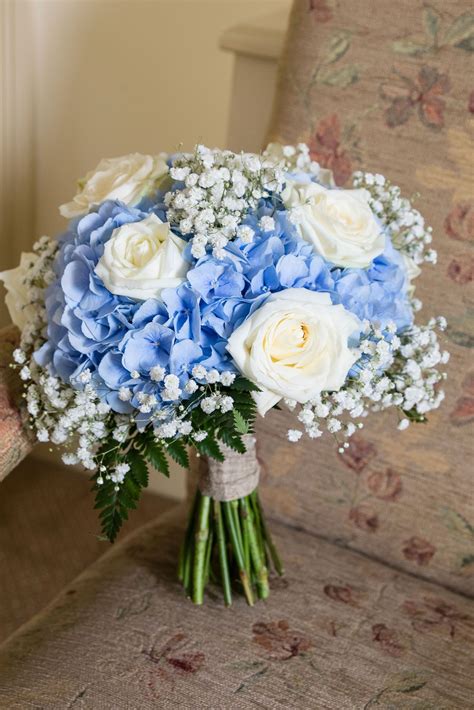 brooklodge wedding bride bouquet blue and white roses and hydrangeas | Hydrangeas wedding ...